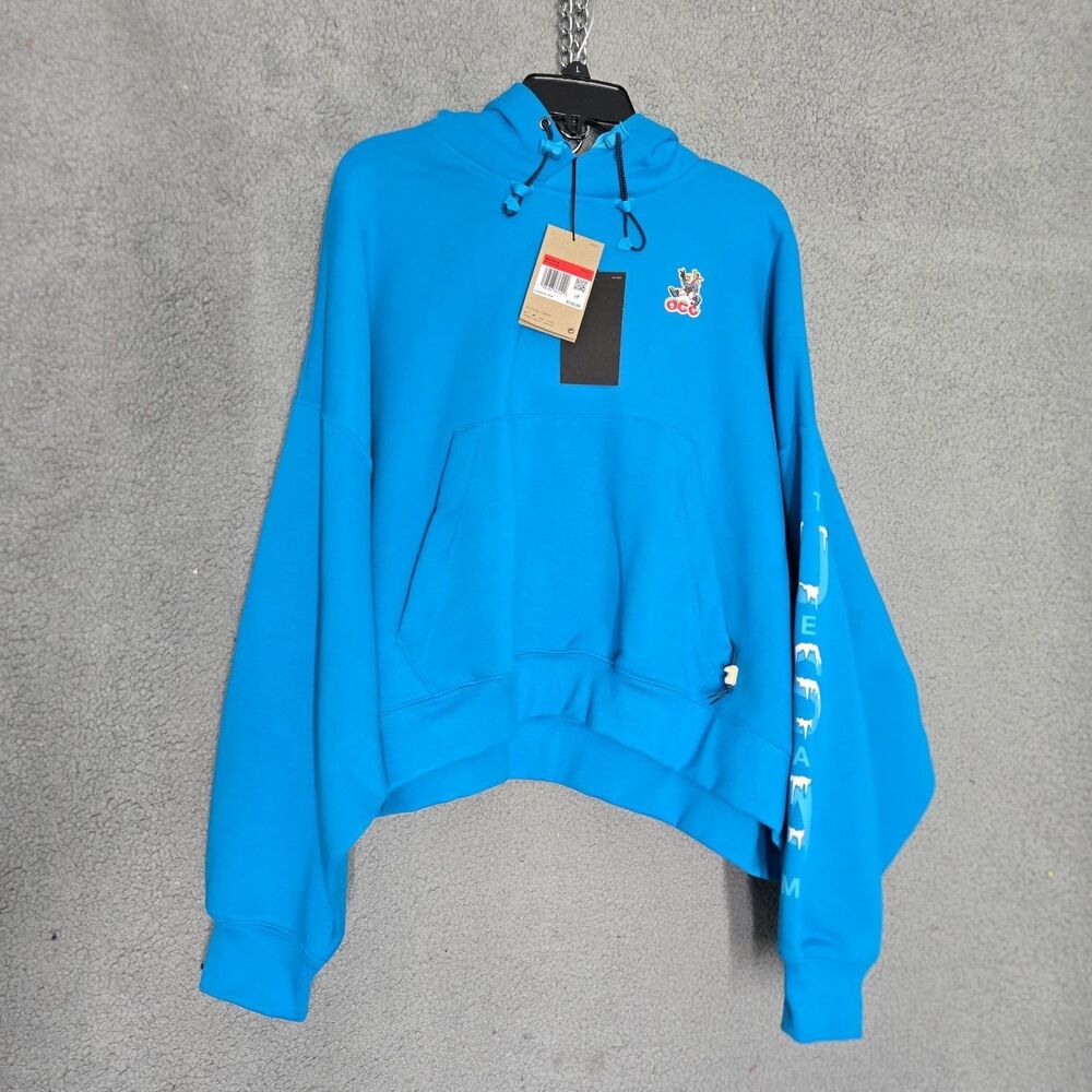 Nike Acg Hoodie Therma-FIT Womens L Blue Long Sleeve Embroidered Body NWT